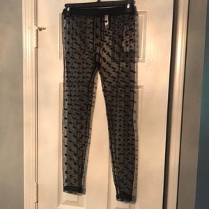 Xhilaration small sheer black polka dot tights